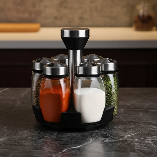 Glass Spice Rack Organizer Set